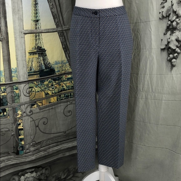 J. McLaughlin Blue Brocade Crop Pants Size 12 - Picture 2 of 8